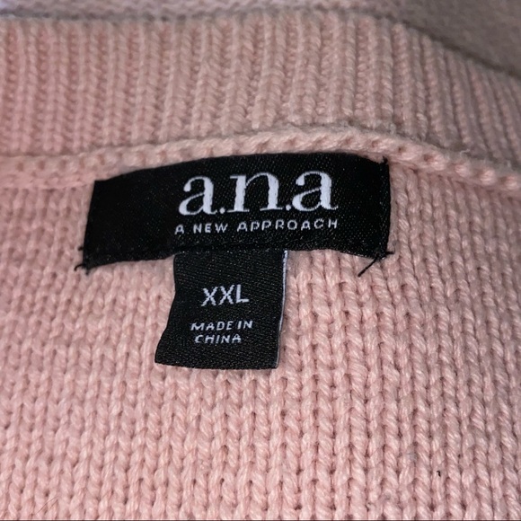 a.n.a Cold Shoulder Tunic Blush Pink Cable Knit Cozy High Low Sweater XXL - Picture 7 of 8